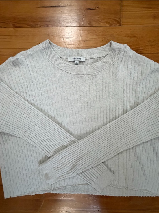 Madewell Sweaters - Madewell Crop Antique Cream/Light Grey Ribbed Sweater Size M